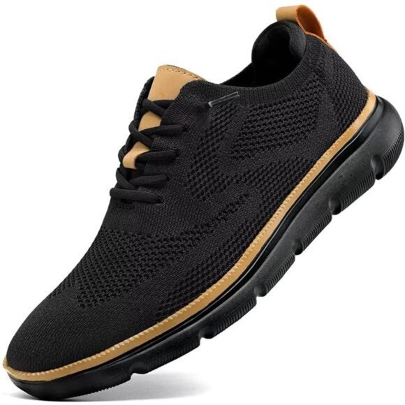Men\'s Lightweight Oxford Sneakers Casual Lace-Up Dress Walking Shoes Black Brown main image 7